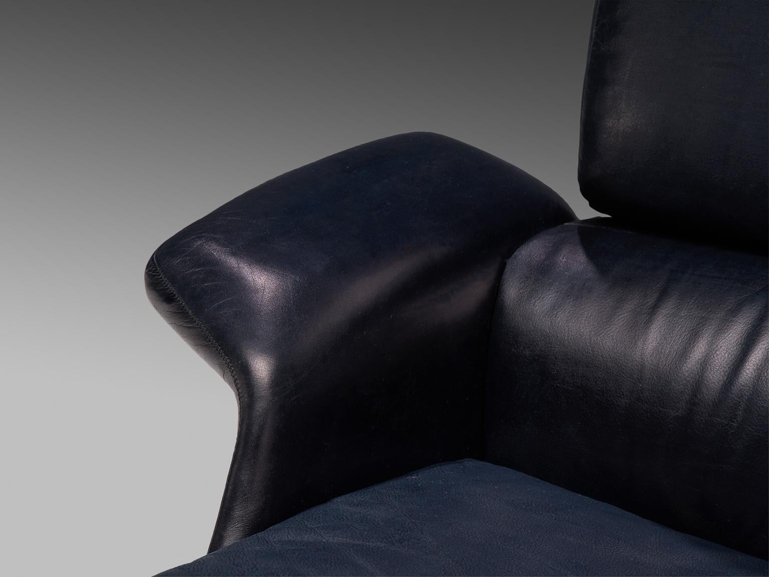 Ib Kofod-Larsen Adam Blue Leather Lounge Chair 2