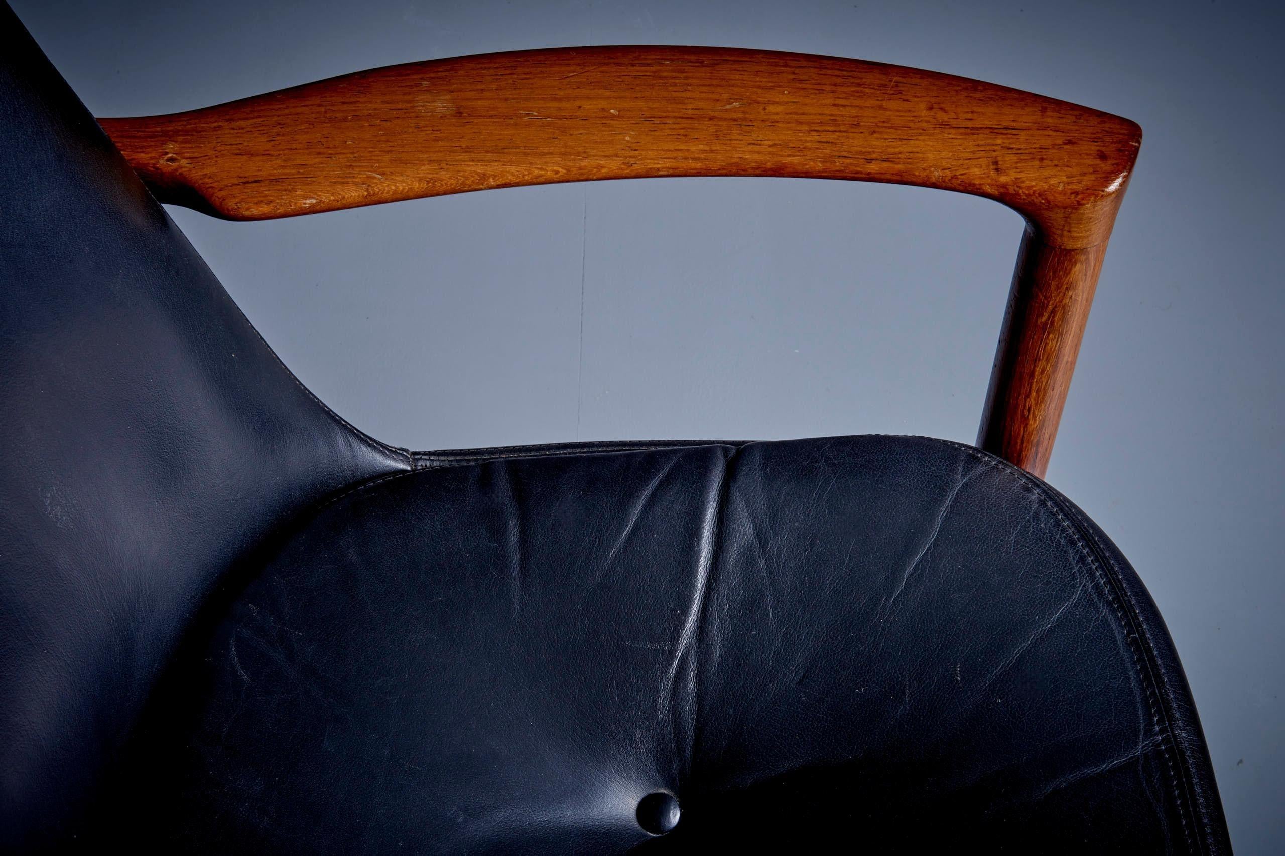 Ib Kofod-Larsen Arm- oder Sessel für Fröscher Sitform, Deutschland 1960er Jahre (Leder) im Angebot