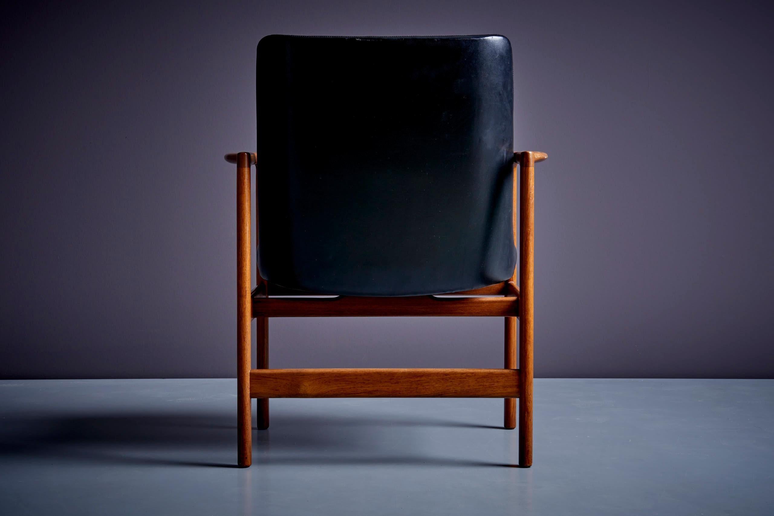 Leather Ib Kofod-Larsen Arm or Easy Chair for Fröscher Sitform, Germany 1960s