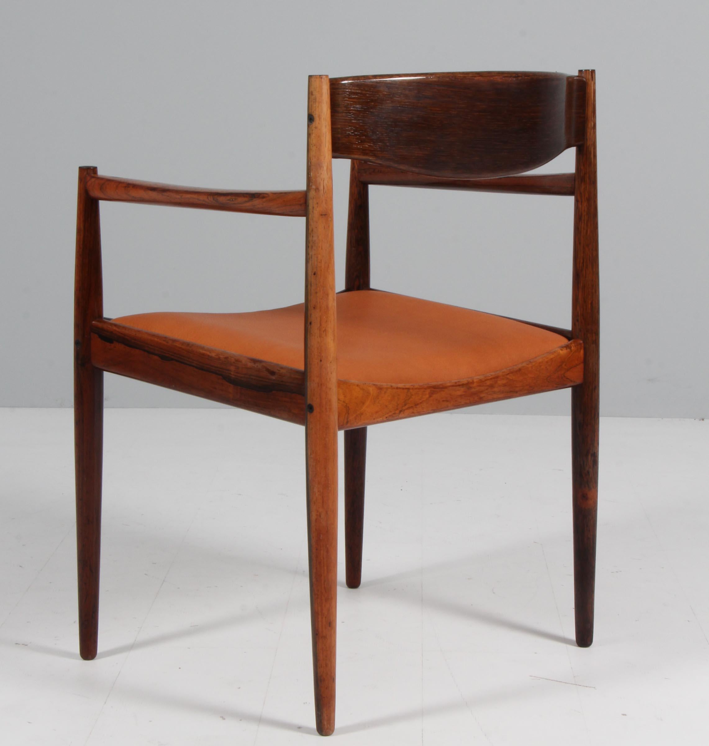 Leather Ib Kofod-Larsen Armchair in Rosewood For Sale