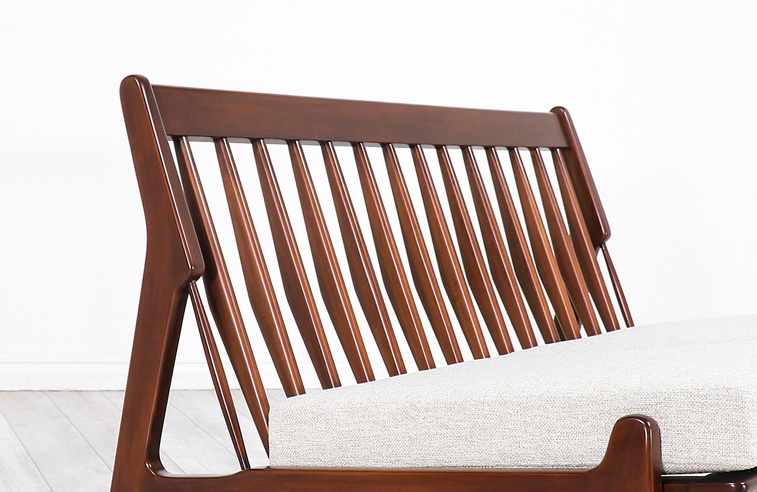 Ib Kofod-Larsen Armless Love Seat Sofa for Selig In Excellent Condition In Los Angeles, CA