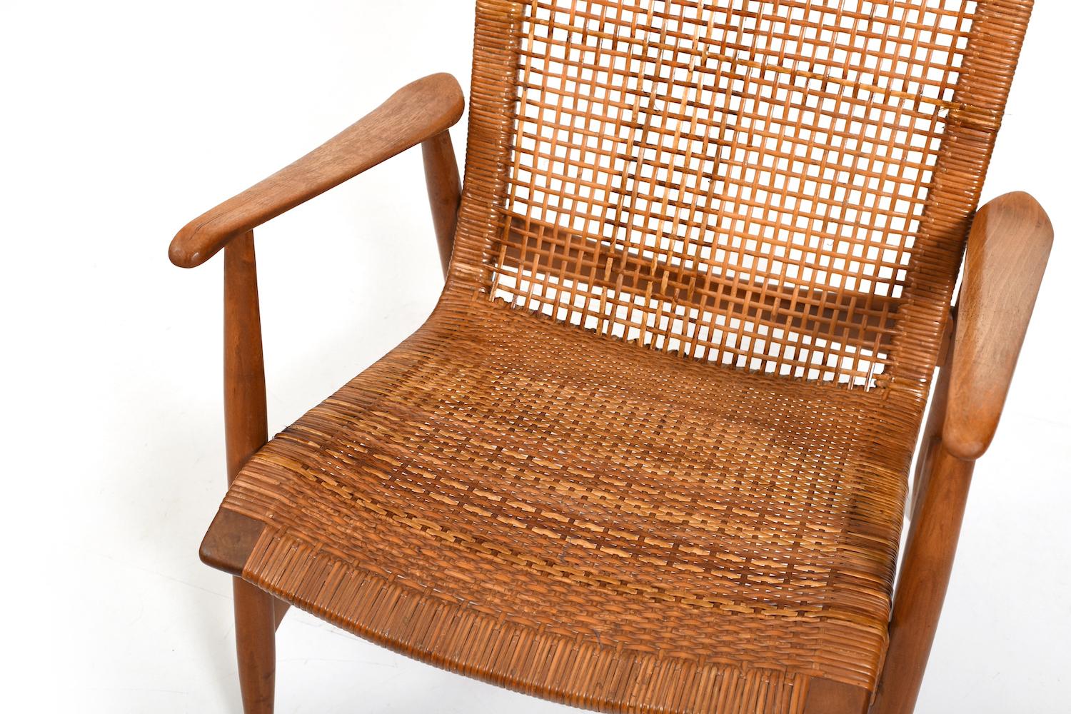 20th Century Ib Kofod-Larsen attr. Easychair with Cane early 1950s. For Sale
