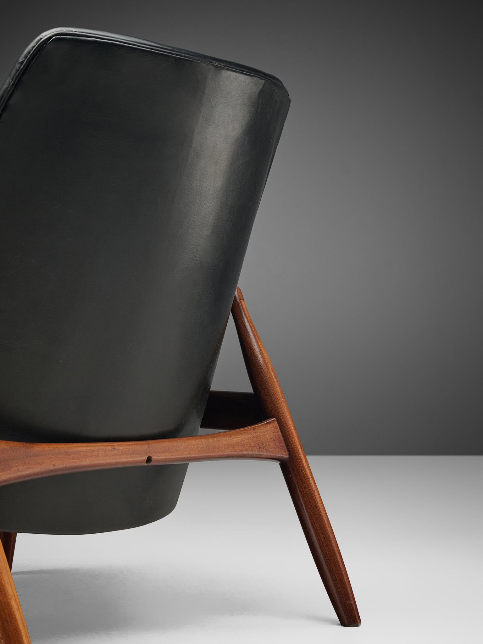 Mid-20th Century Ib Kofod-Larsen Black Leather Seal Chair