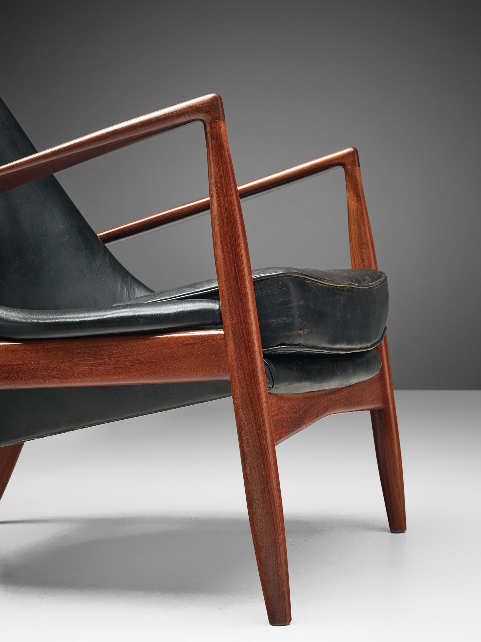 Ib Kofod-Larsen Black Leather Seal Chair 2