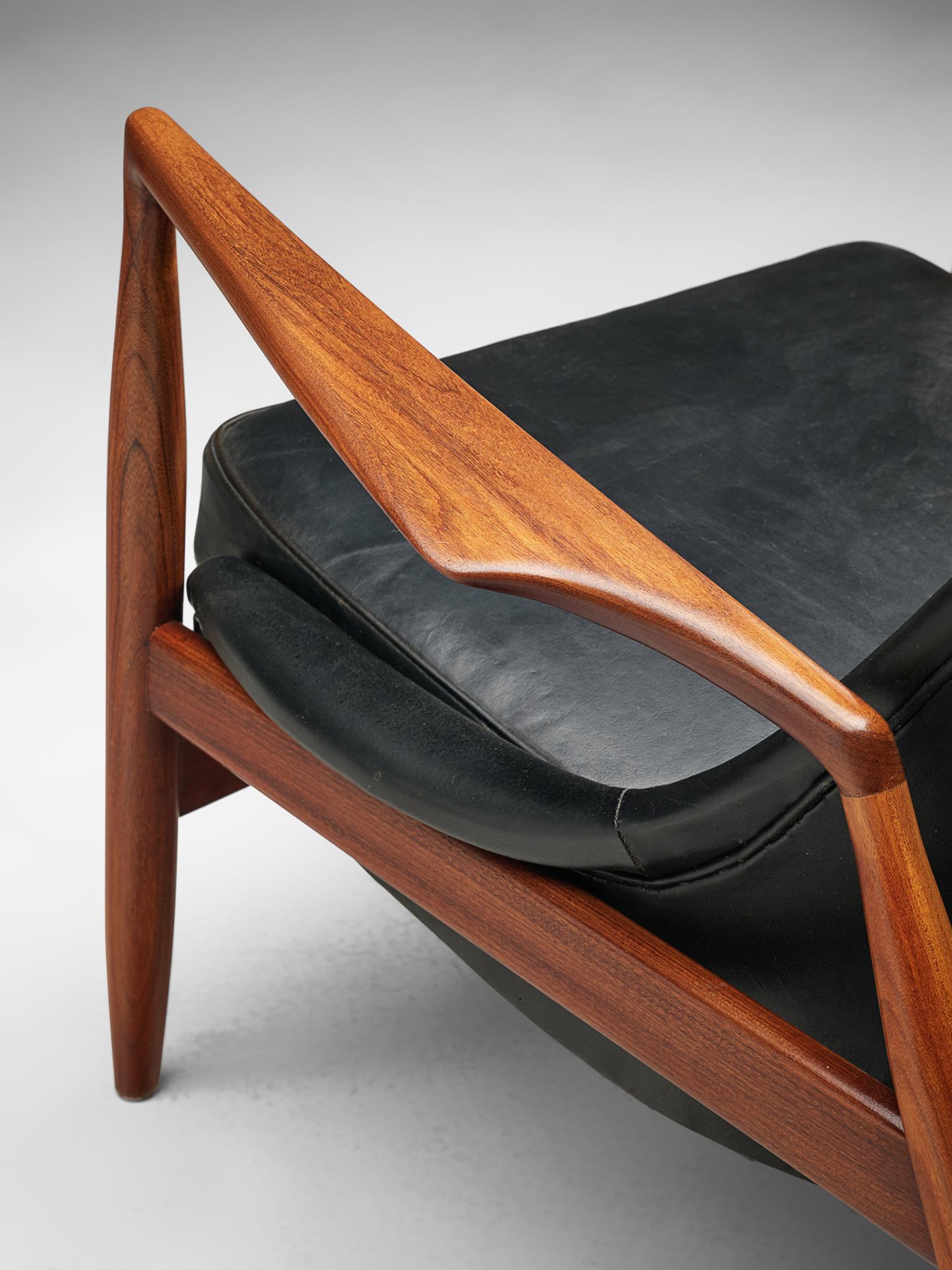 Ib Kofod-Larsen Black Leather Seal Chair 3