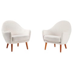 Ib Kofod-Larsen Boucle Lounge Chairs, 1960s