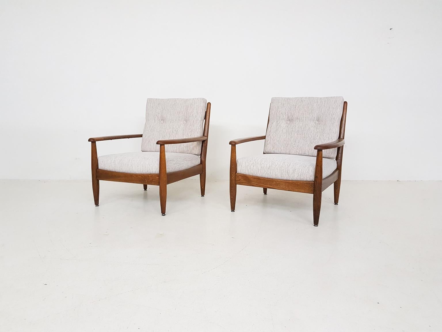 Scandinavian Modern Ib Kofod-Larsen & Bovenkamp Attributed Lounge Chairs in Oak, Dutch Design, 1960s