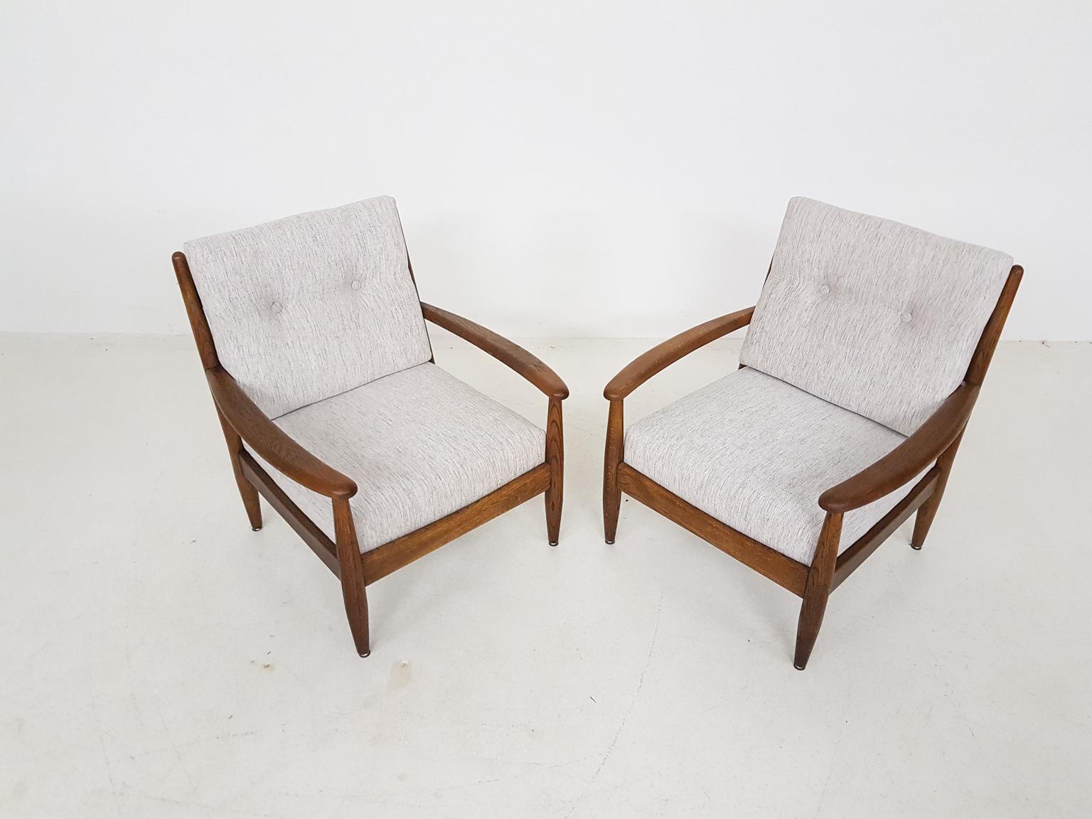 Ib Kofod-Larsen & Bovenkamp Attributed Lounge Chairs in Oak, Dutch Design, 1960s 1
