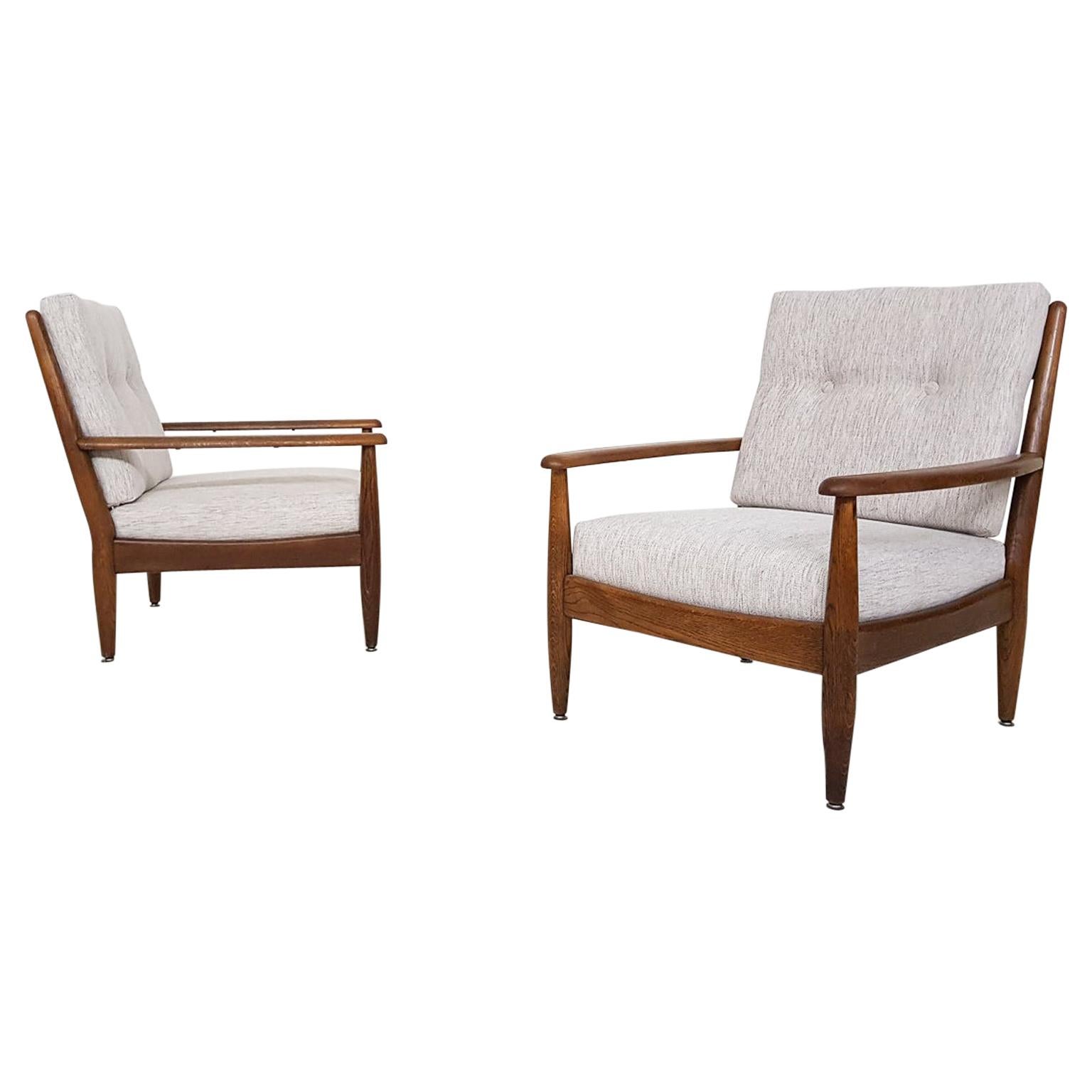 Ib Kofod-Larsen & Bovenkamp Attributed Lounge Chairs in Oak, Dutch Design, 1960s