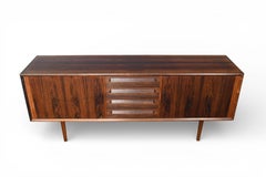 Ib Kofod Larsen Brazilian Rosewood Credenza With Tambour Doors