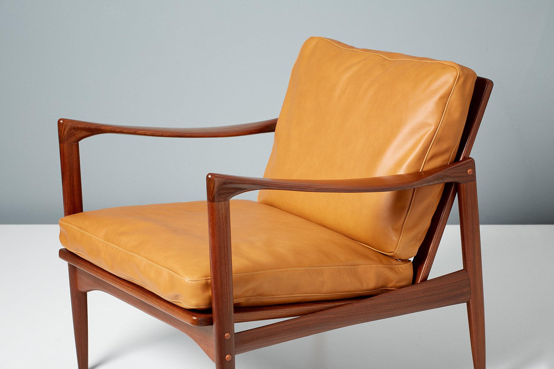 Leather Ib Kofod-Larsen Candidate Lounge Chairs, circa 1960 For Sale