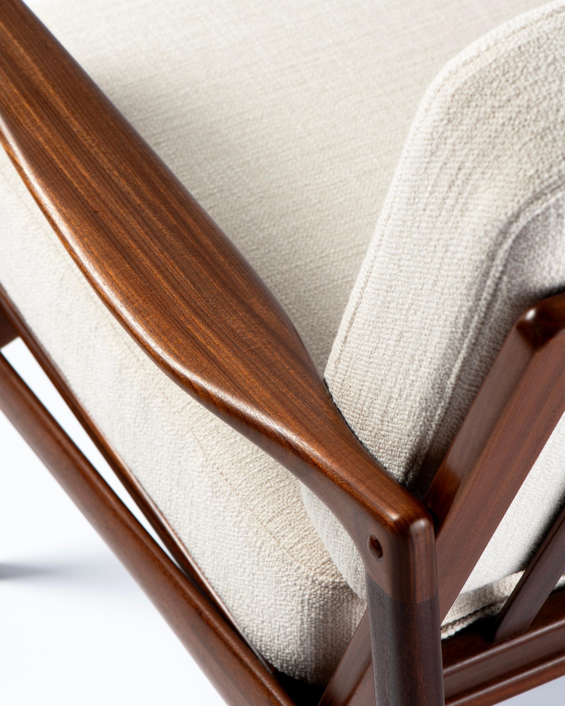 Teak Ib Kofod-Larsen Candidate Lounge Chairs with Fabric Cushions 1950s in vendita