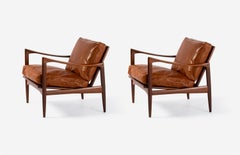 Ib Kofod-Larsen Candidate Lounge Chairs with Leather Cushions