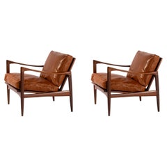 Ib Kofod-Larsen Candidate Lounge Chairs with Leather Cushions