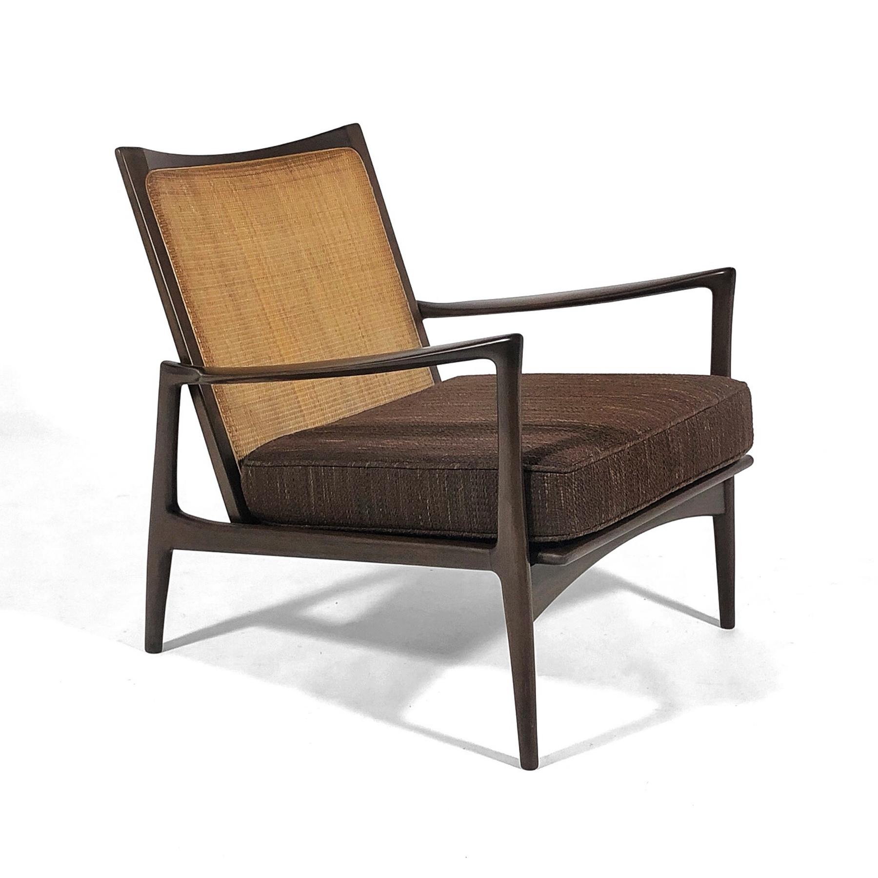 Mid-20th Century Ib Kofod-Larsen Cane-Back Lounge Chair Pair For Sale