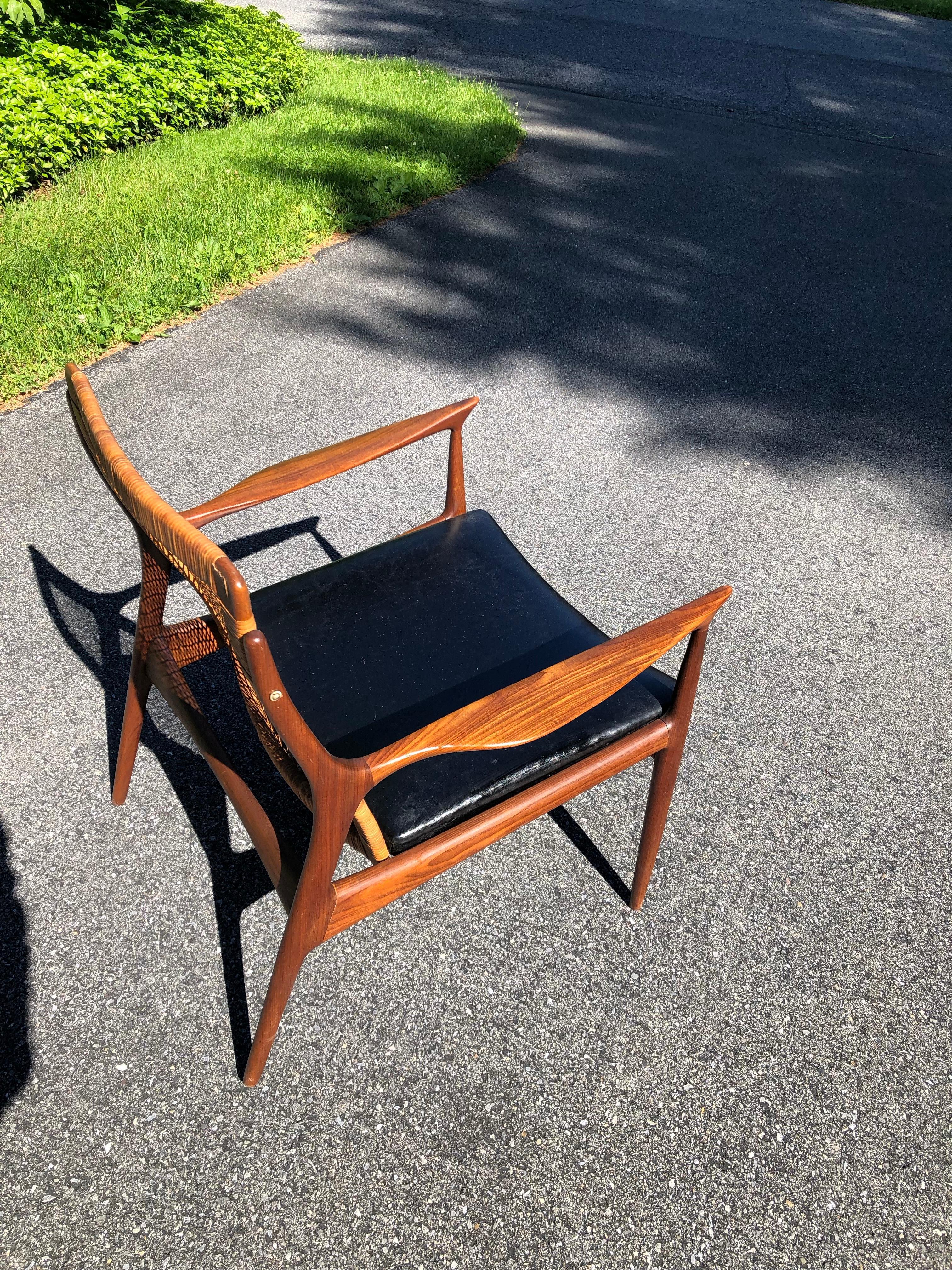 American Ib Kofod Larsen Cane Back Lounge or Armchair For Sale