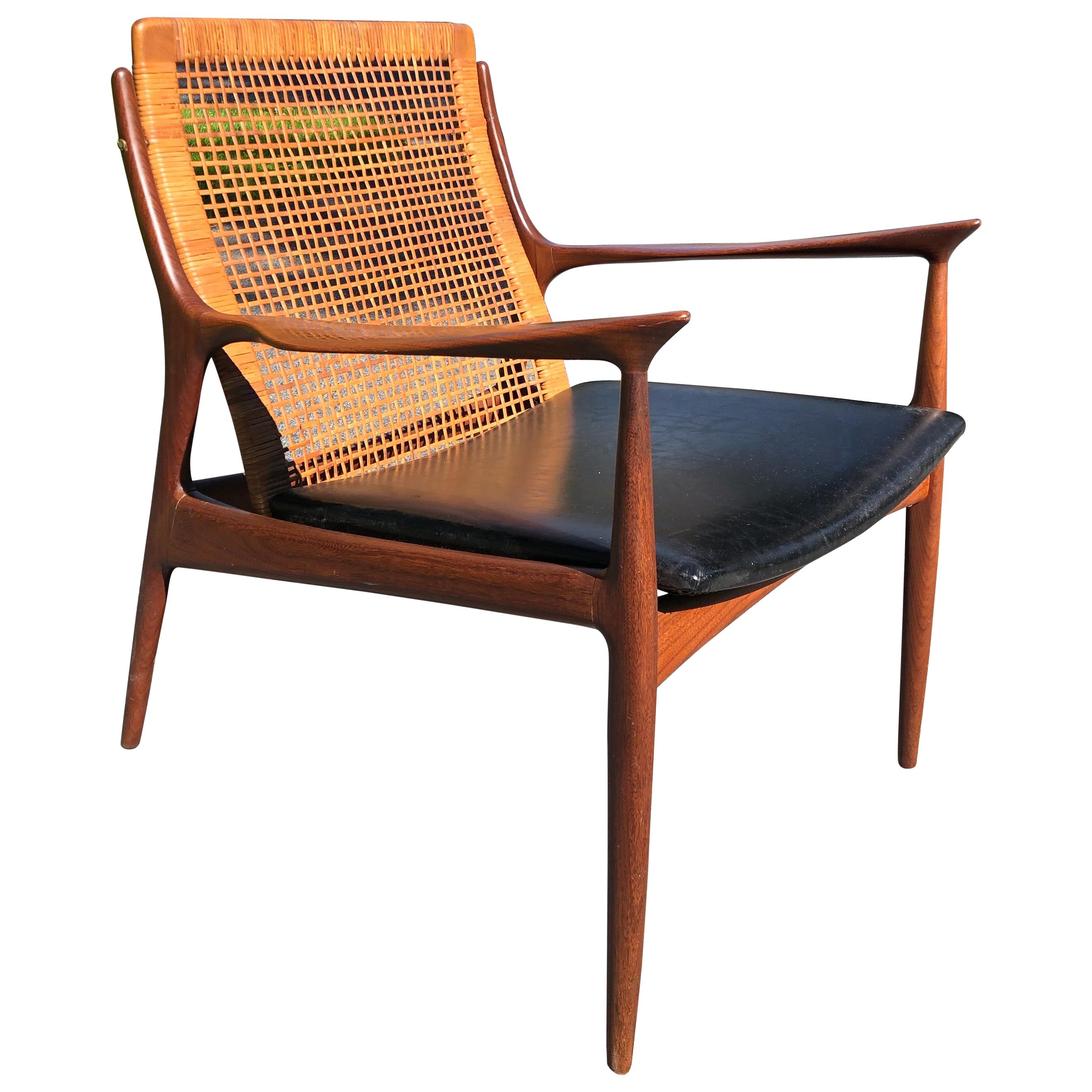 Ib Kofod Larsen Cane Back Lounge or Armchair For Sale