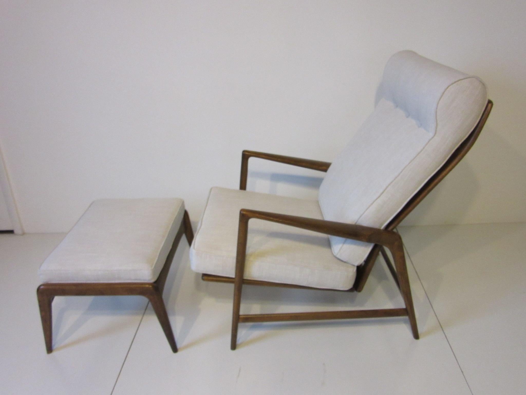 Mid-Century Modern IB Kofod Larsen Danish Adjustable Reclining Lounge Chair with Ottoman