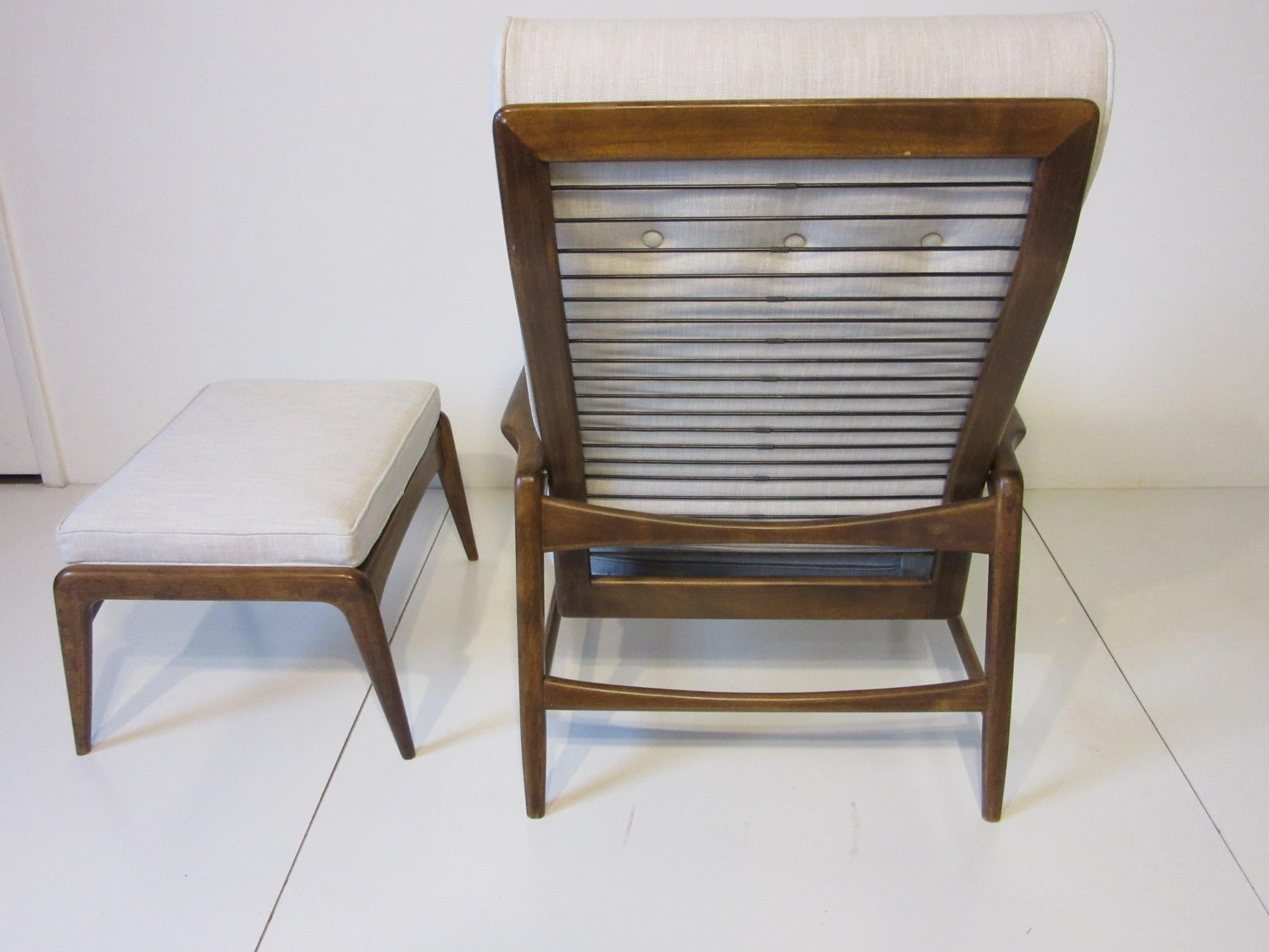 IB Kofod Larsen Danish Adjustable Reclining Lounge Chair with Ottoman 2