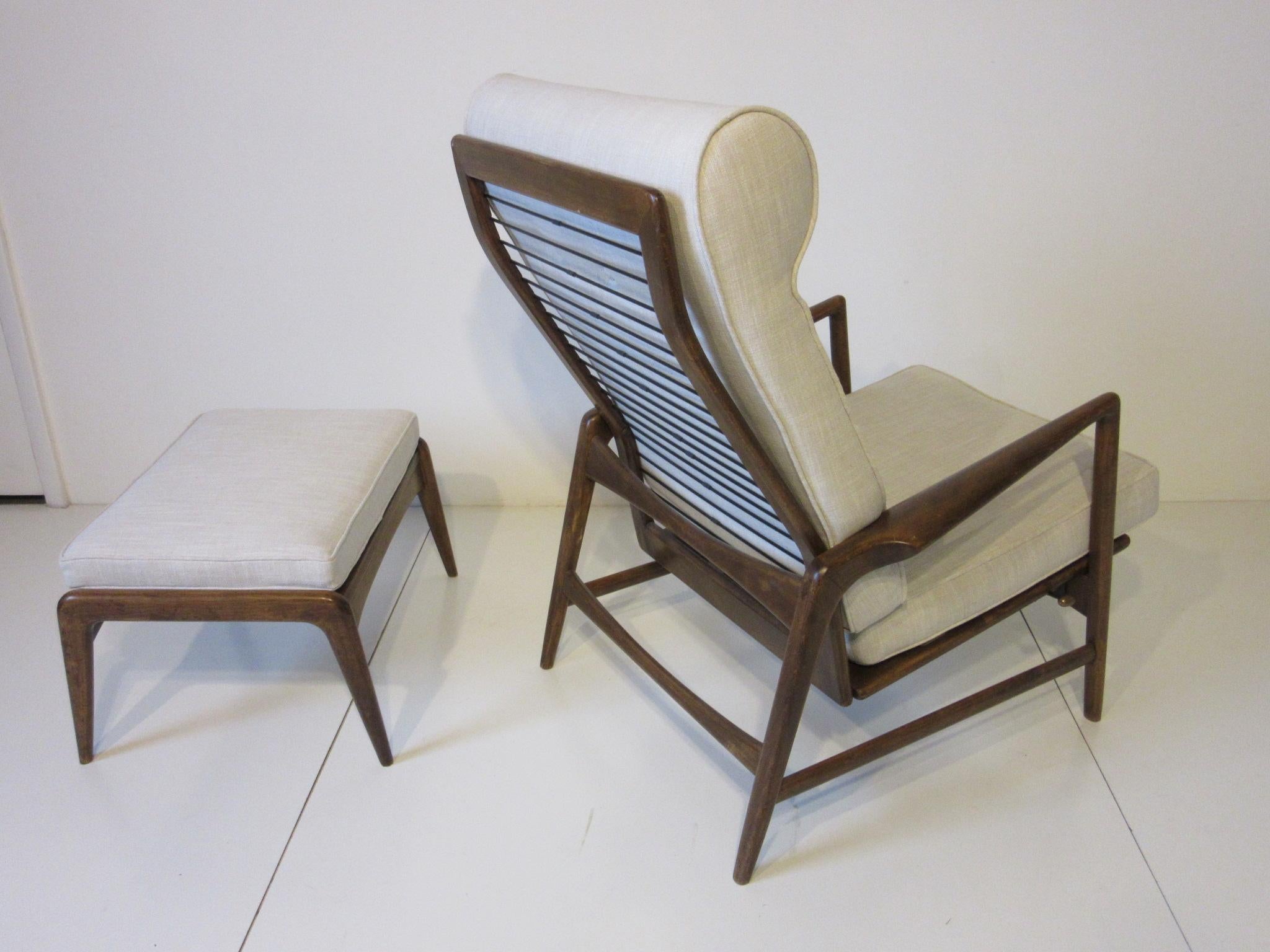 IB Kofod Larsen Danish Adjustable Reclining Lounge Chair with Ottoman 3