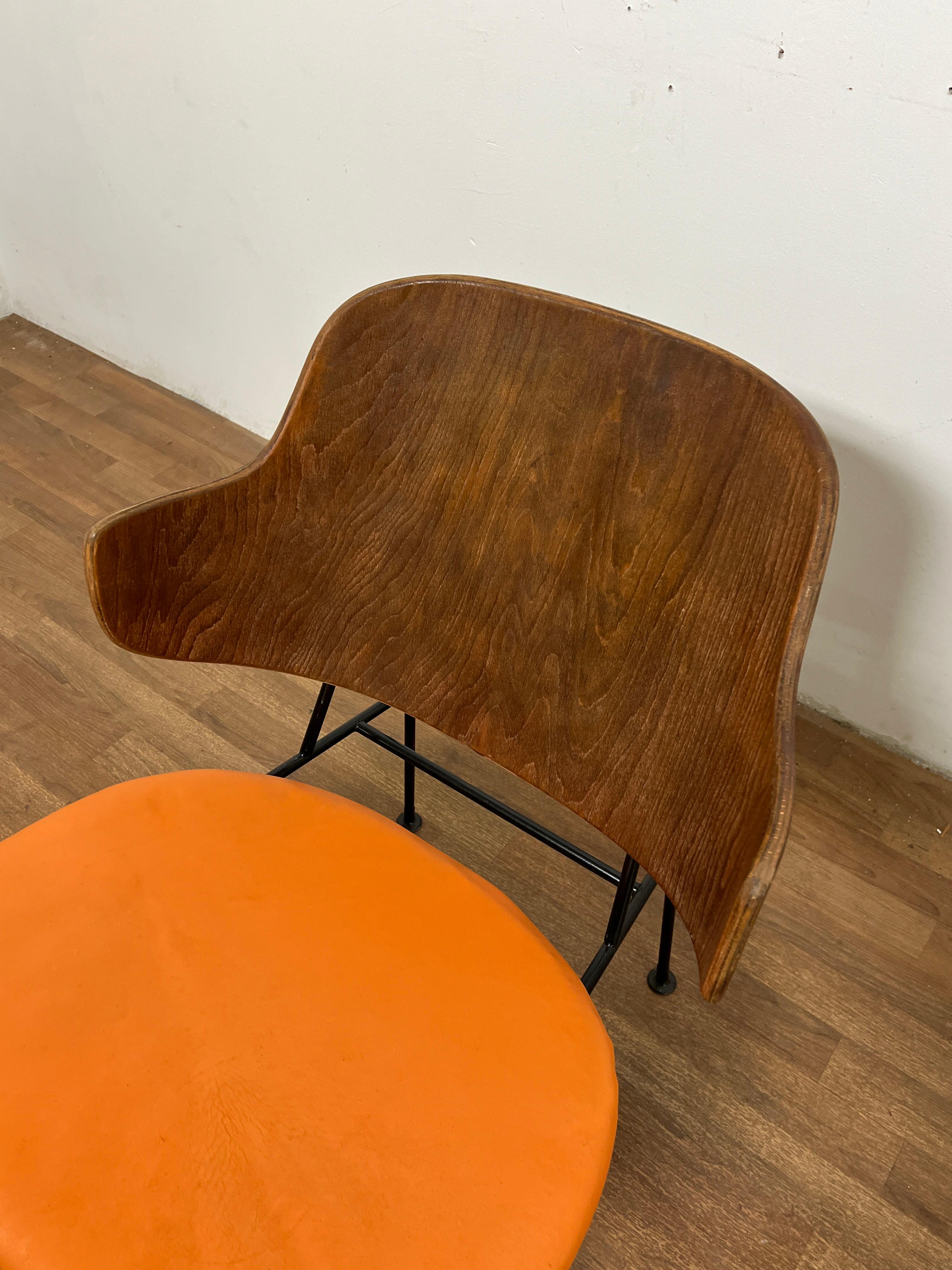 Mid-20th Century Ib Kofod-Larsen Danish Bentwood and Leather Penguin Chair Circa 1960s For Sale