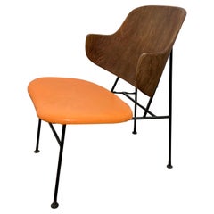 Vintage Ib Kofod-Larsen Danish Bentwood and Leather Penguin Chair Circa 1960s