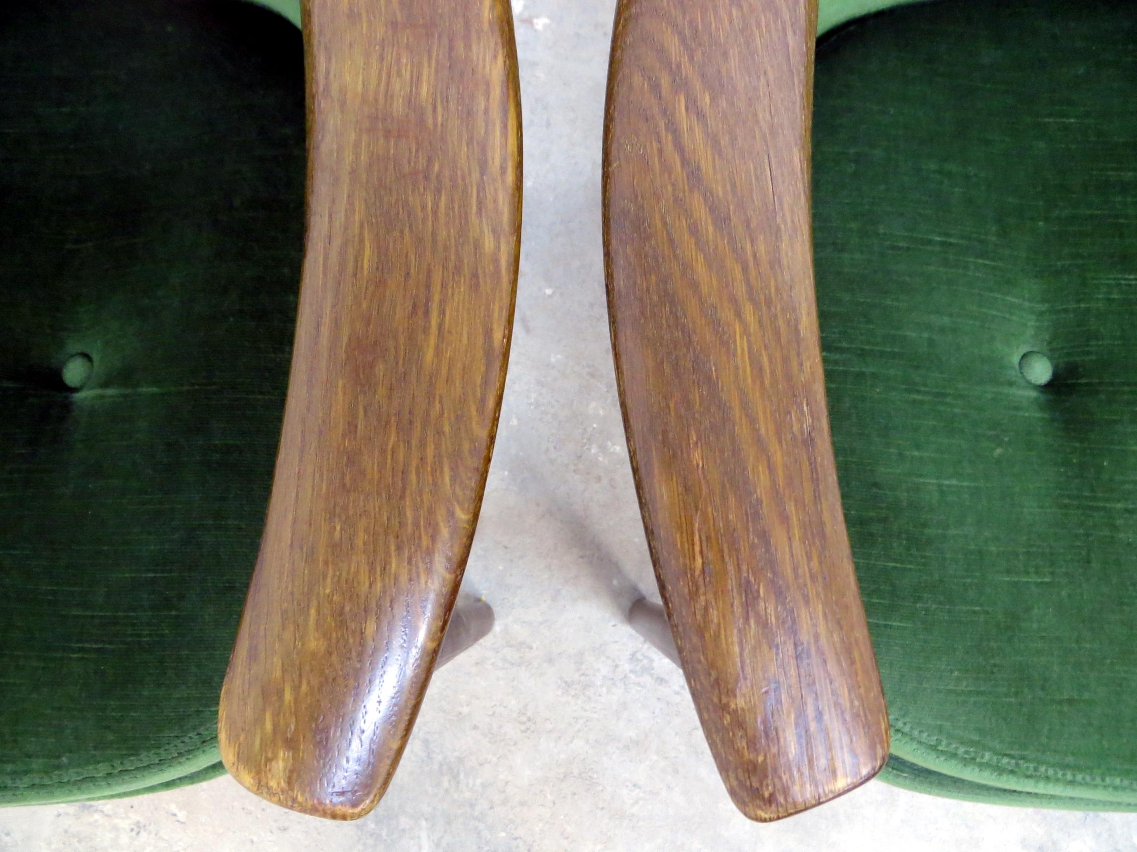 Ib Kofod-Larsen Danish Design Armchair Lounge Chairs in Green Velvet, Set of 6 14