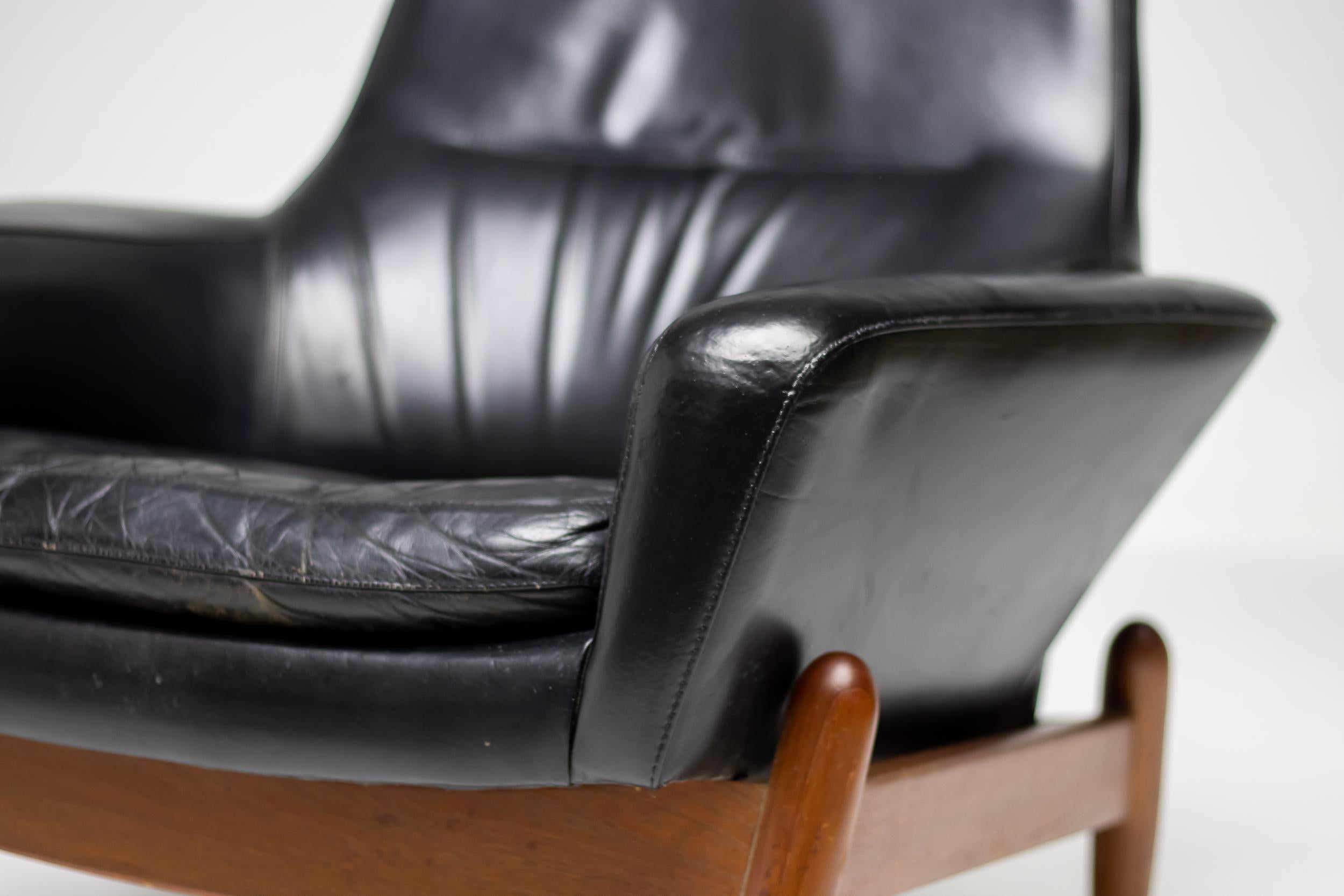 Leather Ib Kofod Larsen Danish Lounge Chair