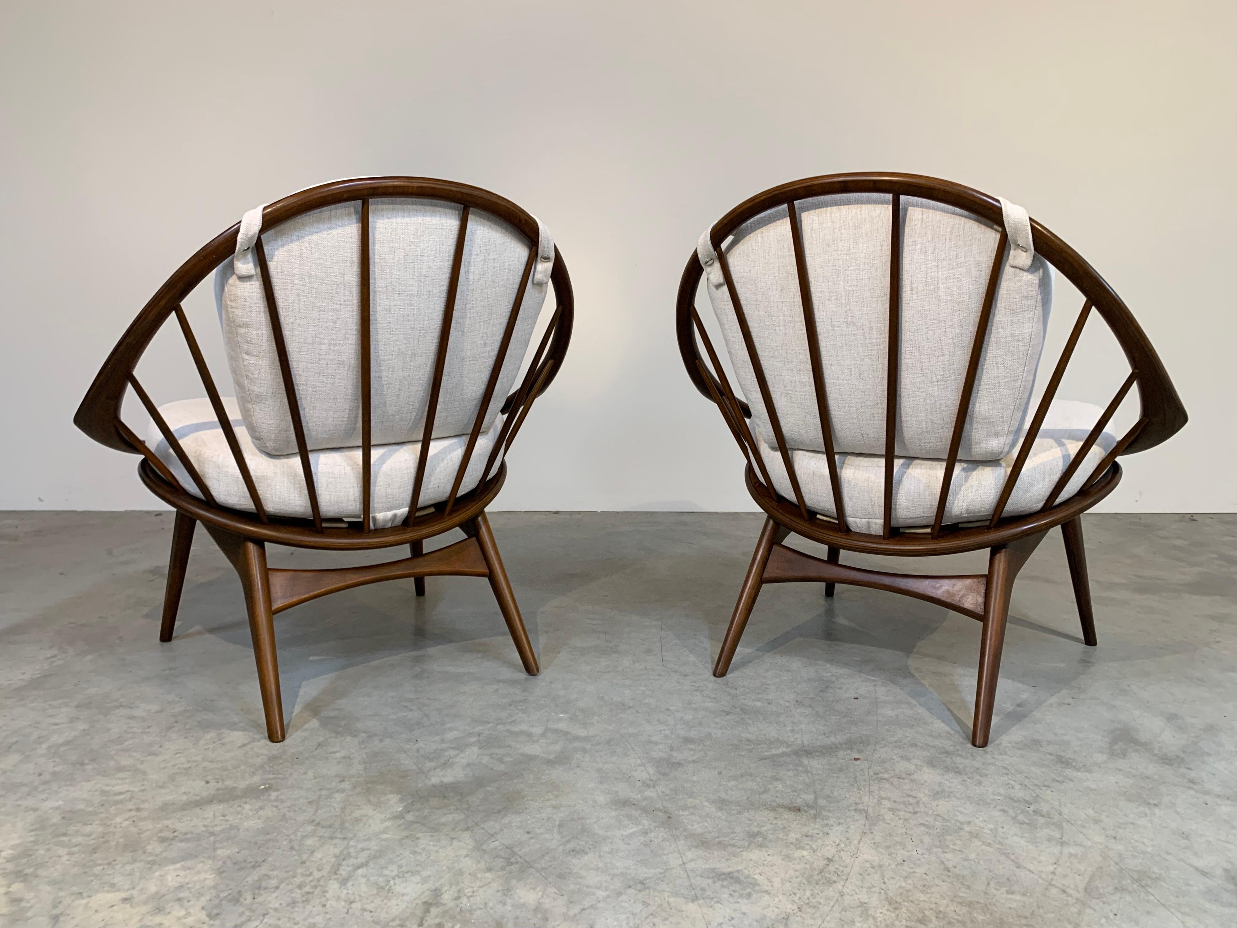 20th Century Ib Kofod Larsen Danish Modern Beech Wood Hoop Lounge Chairs, Circa 1960 