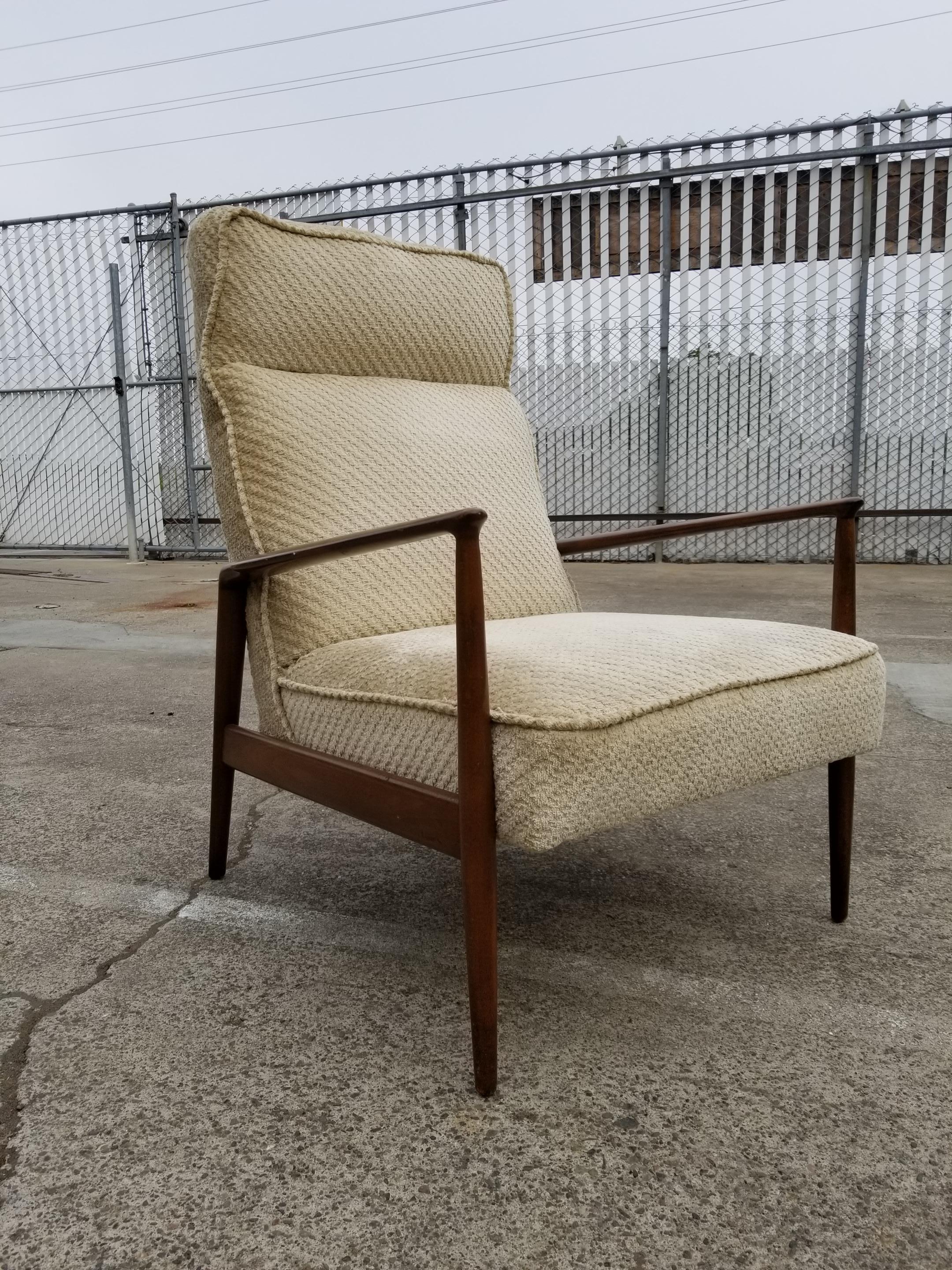 Scandinavian Modern Ib Kofod-Larsen Danish Modern High Back Lounge Chair