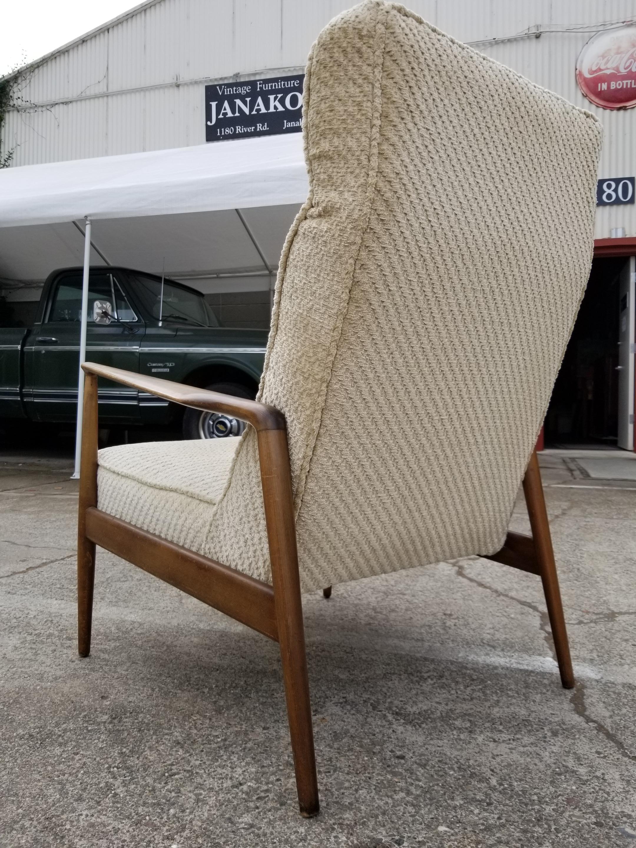 Ib Kofod-Larsen Danish Modern High Back Lounge Chair In Good Condition In Fulton, CA