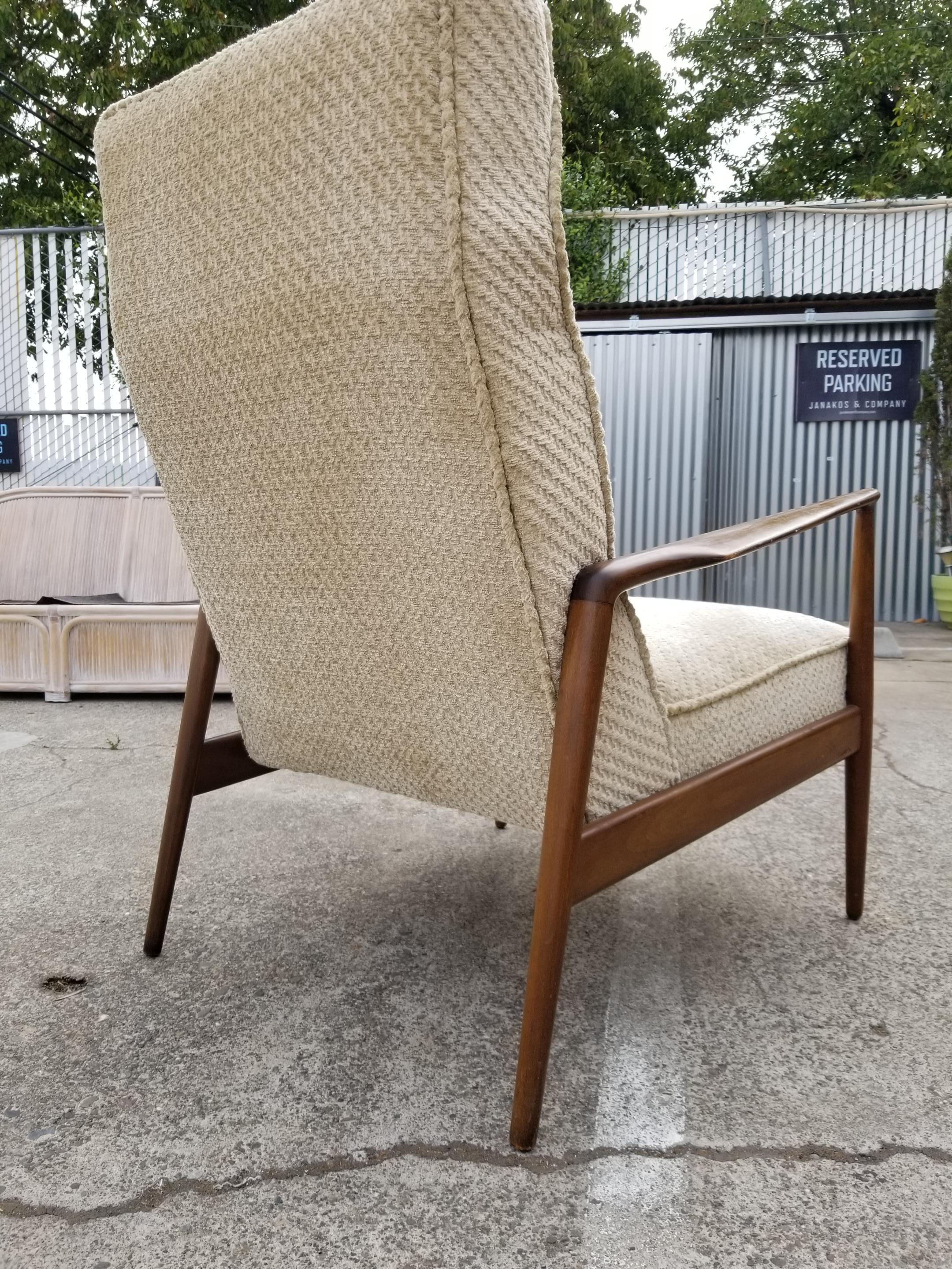 Fabric Ib Kofod-Larsen Danish Modern High Back Lounge Chair