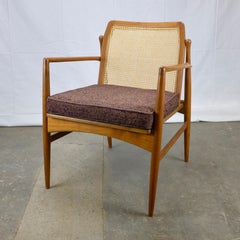 Ib Kofod-Larsen Danish Modern Teak Cane-Backed Armchair by Selig