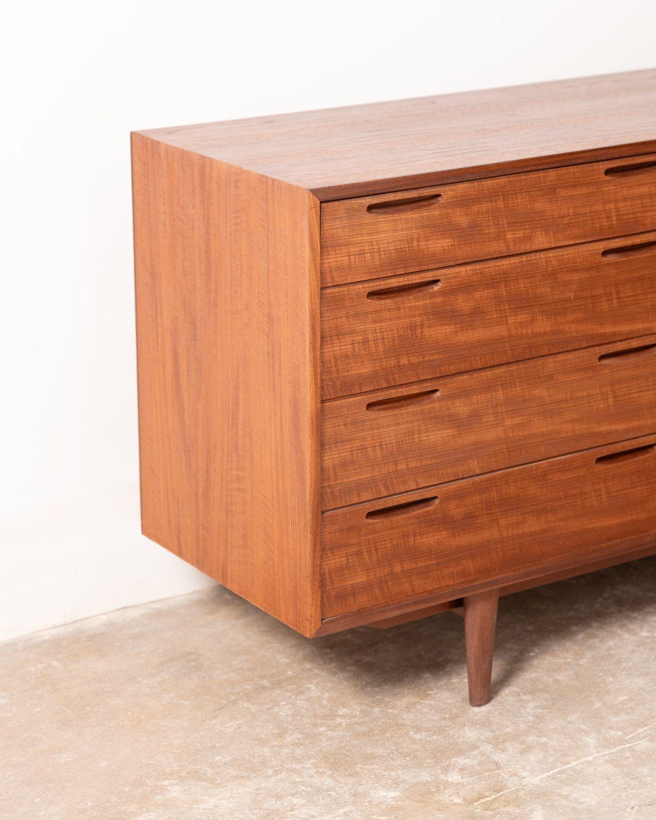 Ib Kofod Larsen Danish Modern Twelve Drawer Dresser in Teak 1960s For Sale 1