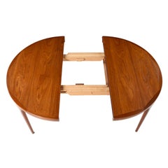 Ib Kofod Larsen Danish Teak Oval Dining Table with Extendable Leaf Insert