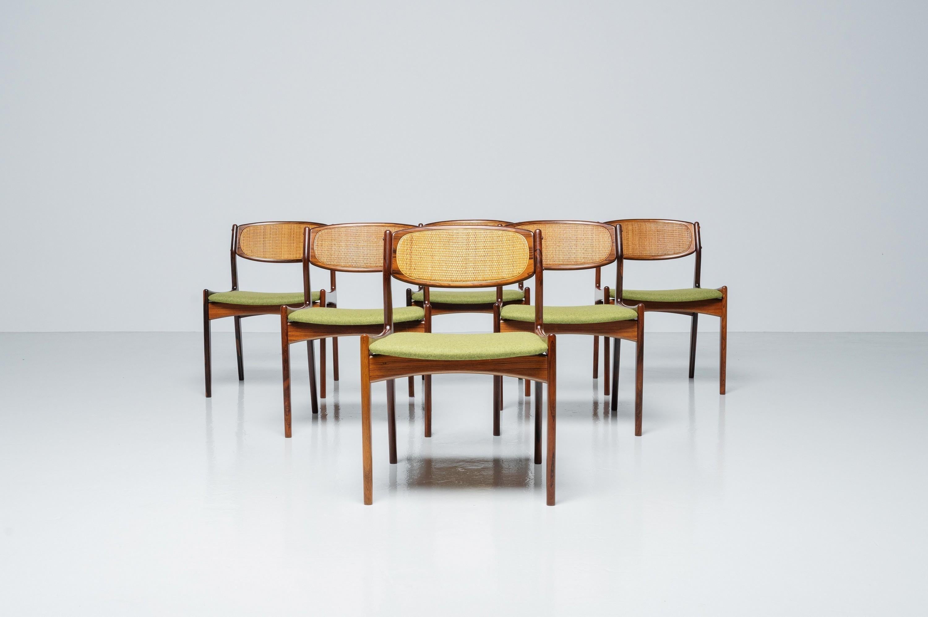 Ib Kofod Larsen dining chairs by Chr. Linneberg Denmark 1960 In Good Condition In Roosendaal, Noord Brabant