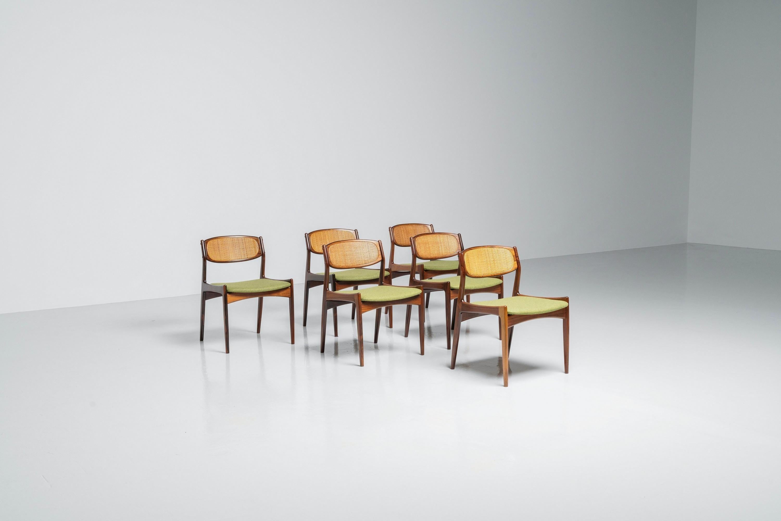 Mid-20th Century Ib Kofod Larsen dining chairs by Chr. Linneberg Denmark 1960