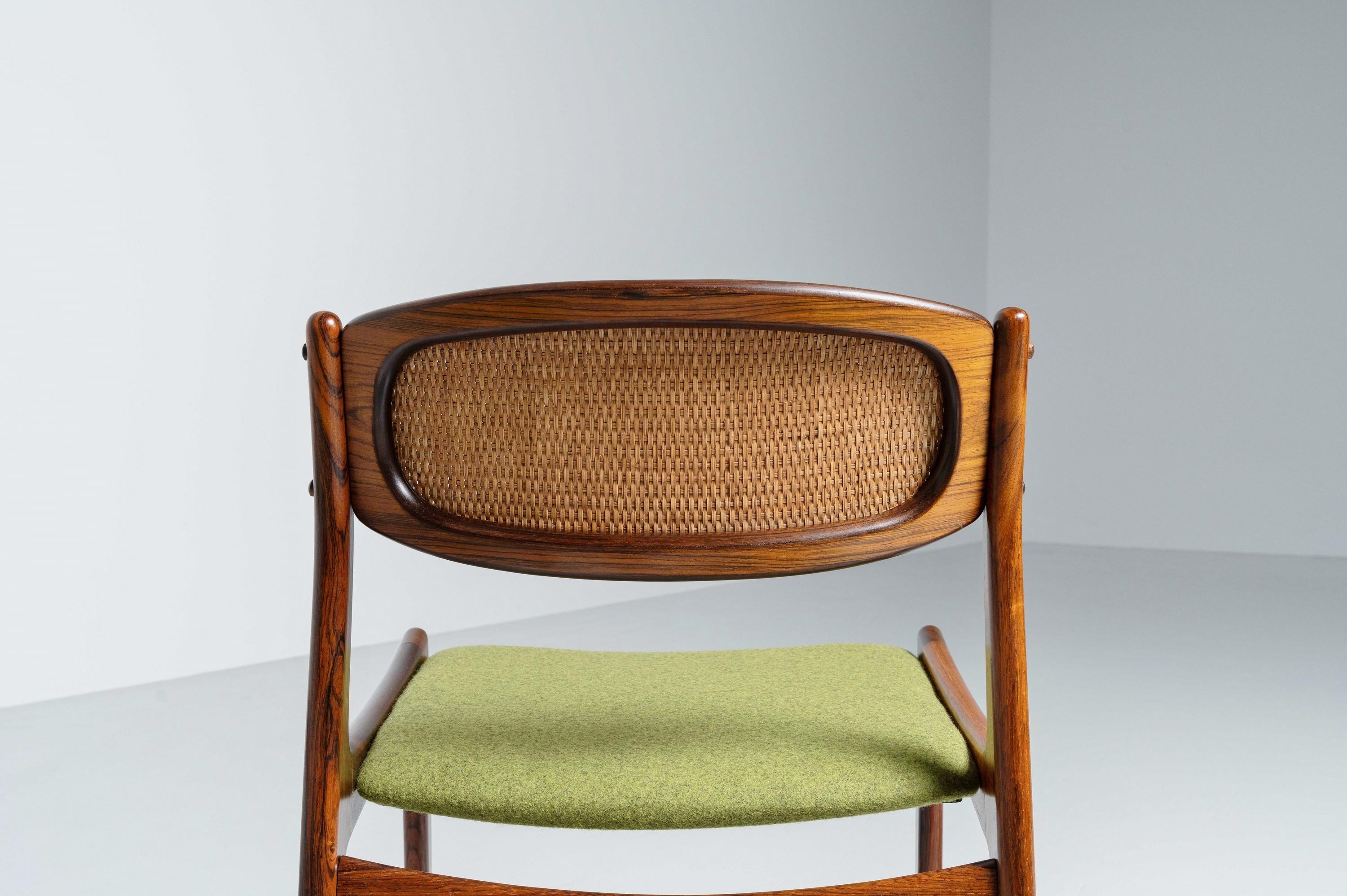 Upholstery Ib Kofod Larsen dining chairs by Chr. Linneberg Denmark 1960