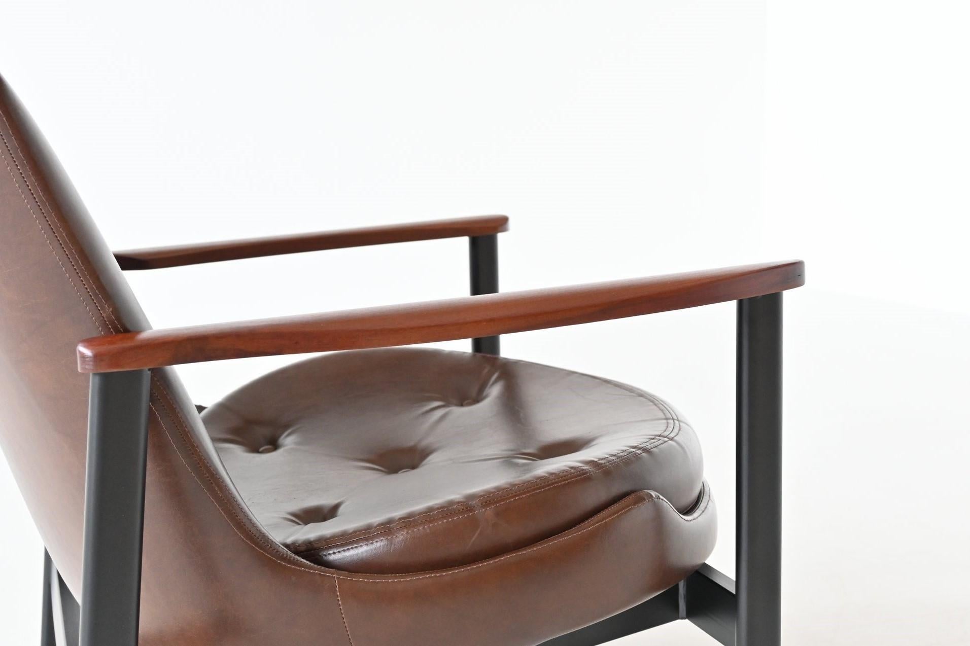 Metal IB Kofod Larsen easy chair Mid Century Froscher KG Denmark 1972 For Sale