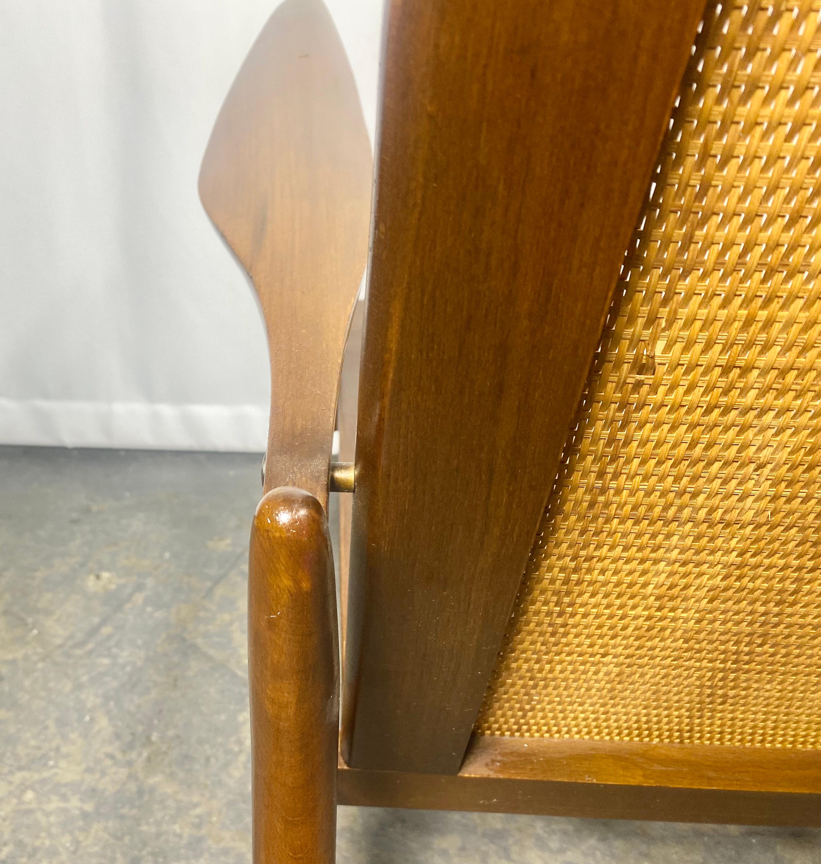 Cane Ib Kofod-Larsen Easy Chair Produced by Selig... Classic Danish Modern,  DENMARK For Sale