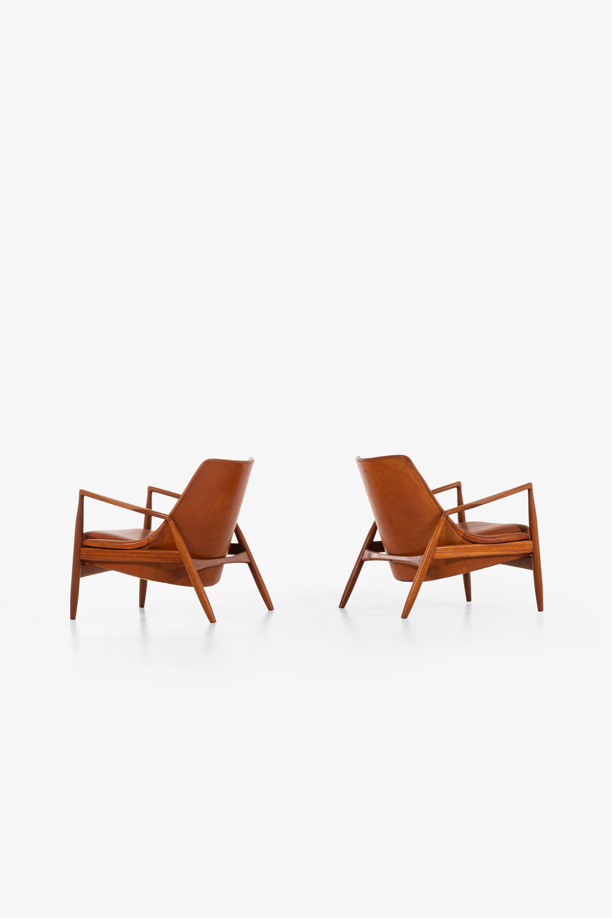 Leather Ib Kofod-Larsen Easy Chairs Model Sälen Produced by OPE in Sweden