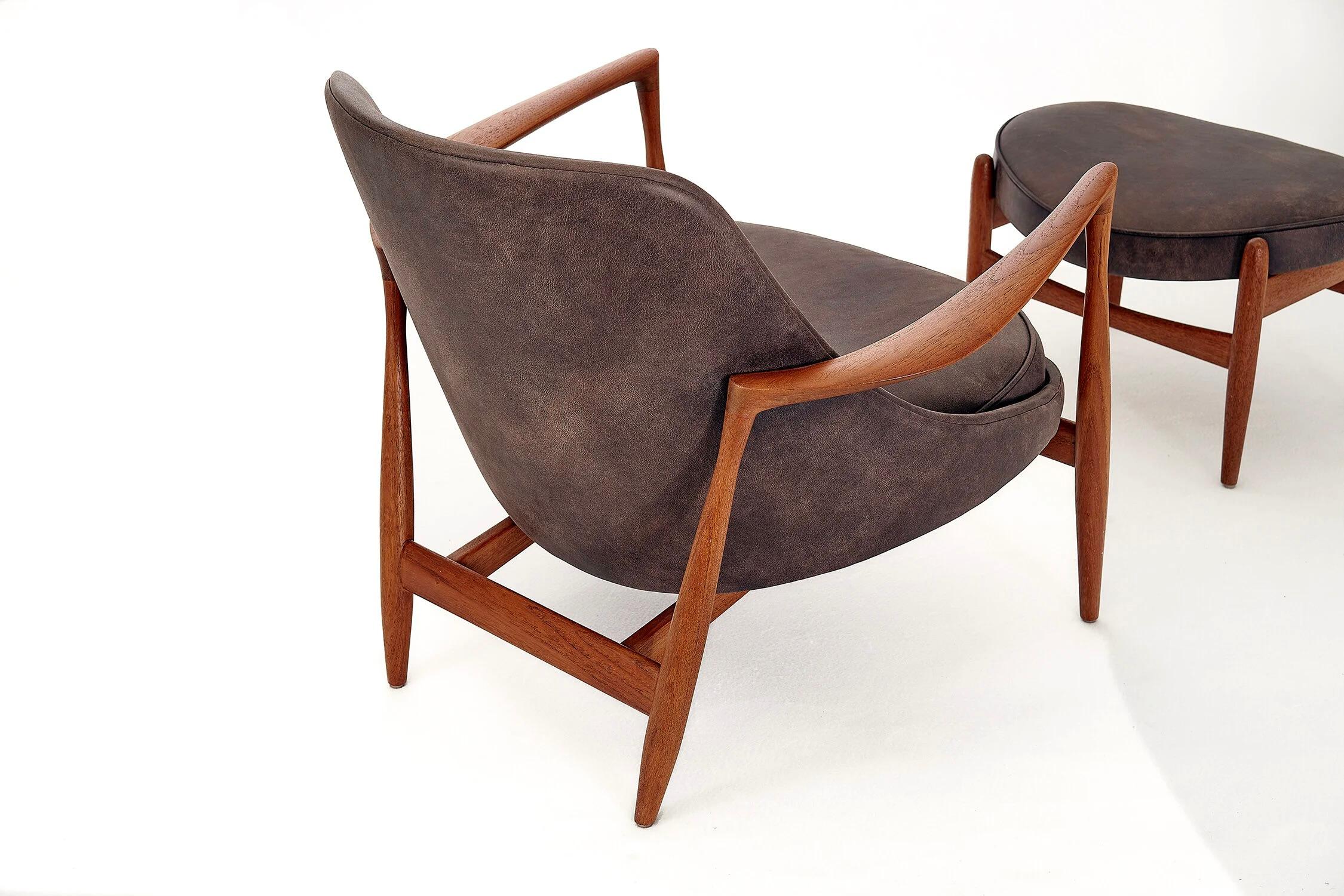 Ib Kofod-Larsen Silla y otomana Elizabeth Christensen & Larsen Años 50 en venta 1