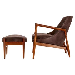 Ib Kofod-Larsen Elizabeth Chair and Ottoman Christensen and Larsen 1950's