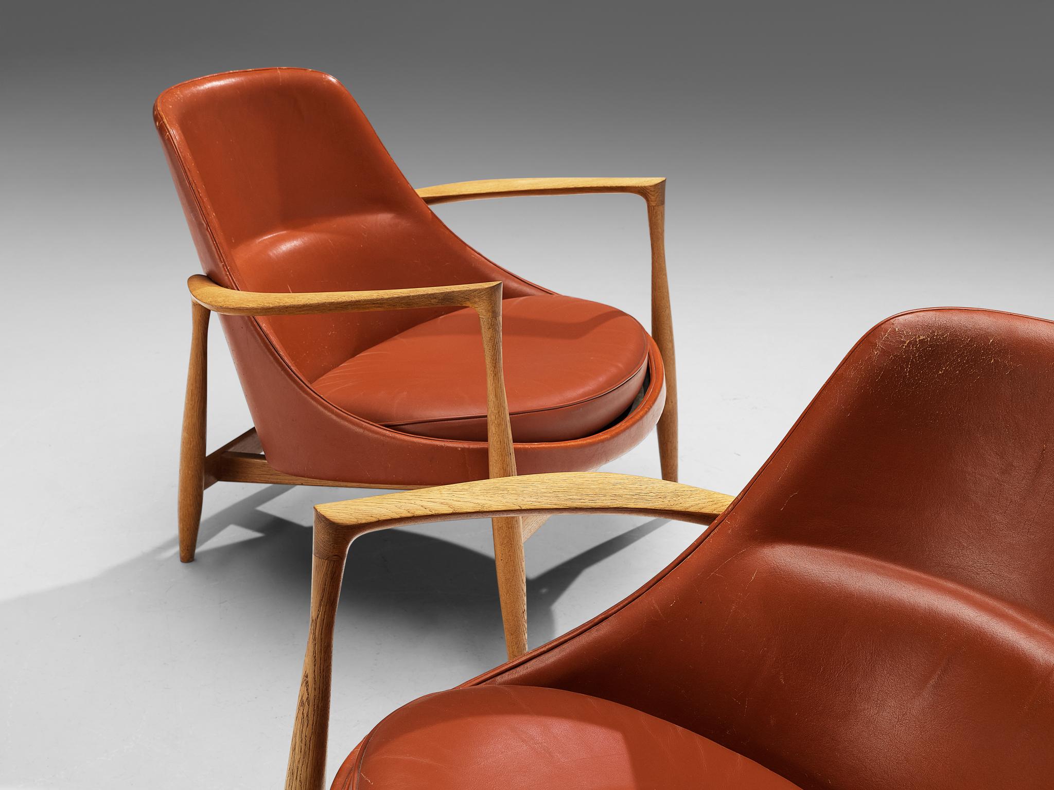 Ib Kofod-Larsen 'Elizabeth' Stühle in Original-Leder  (Skandinavische Moderne) im Angebot