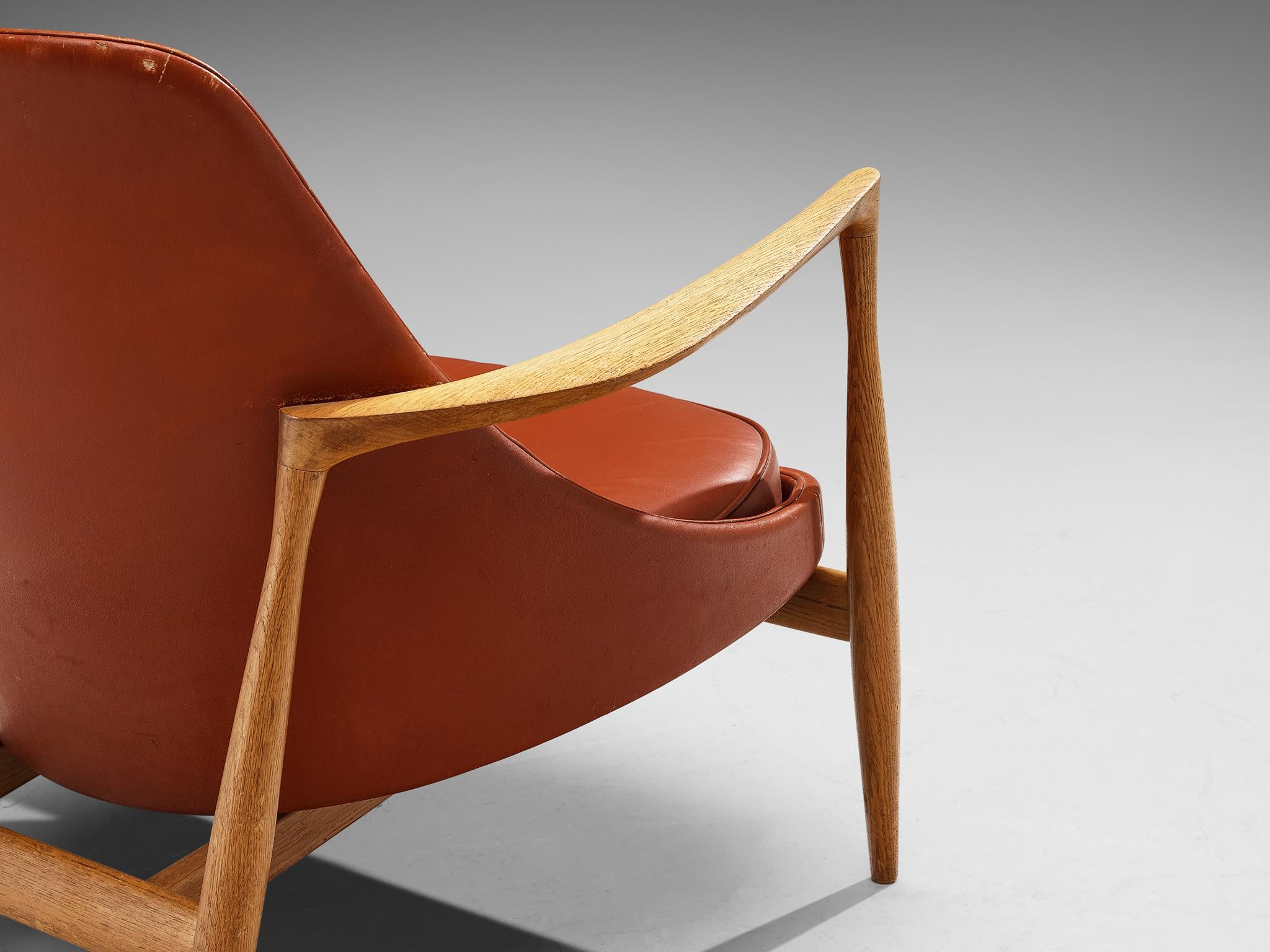 Scandinavian Modern Ib Kofod-Larsen 'Elizabeth' Chairs in Original Leather  For Sale