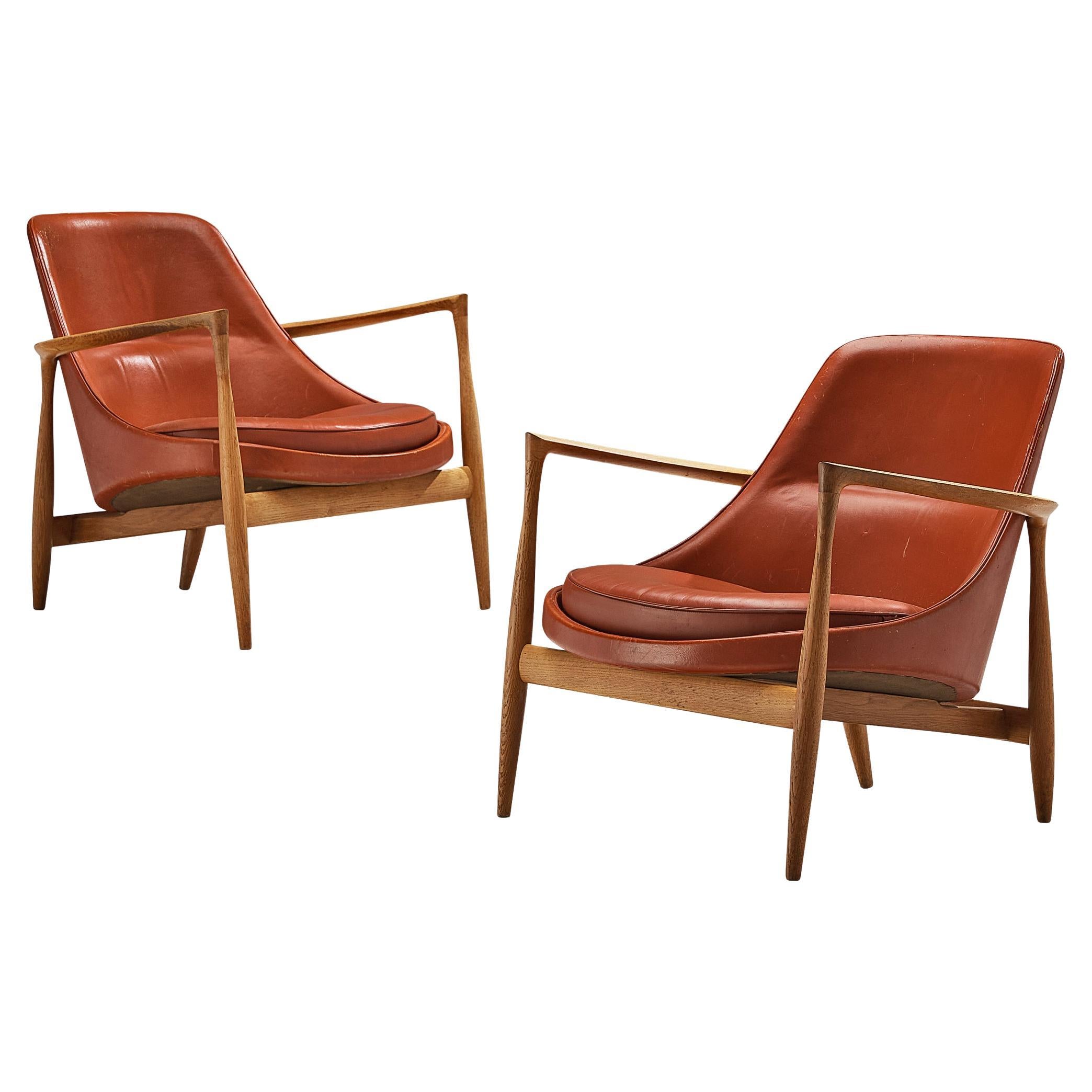 Ib Kofod-Larsen 'Elizabeth' Chairs in Original Leather 