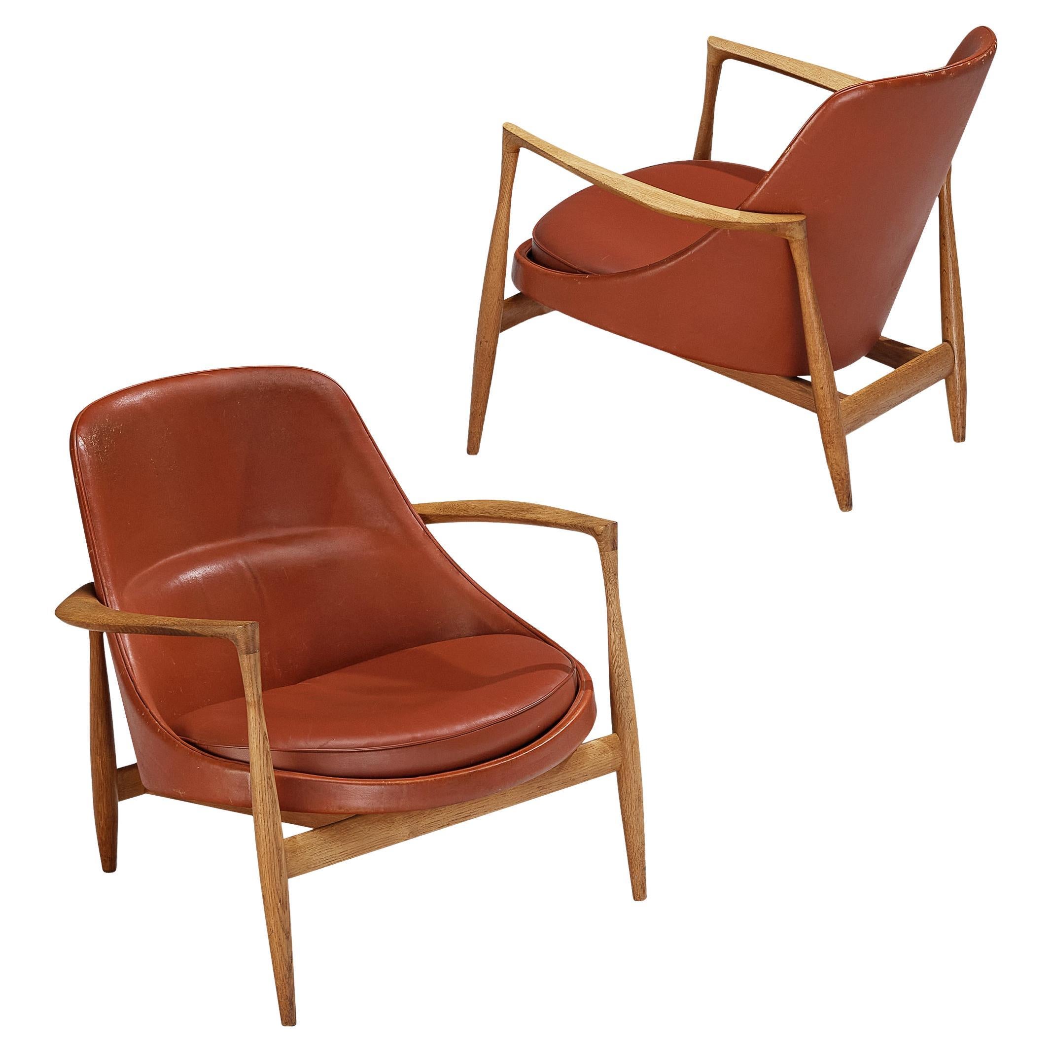 Ib Kofod-Larsen 'Elizabeth' Chairs in Original Leather
