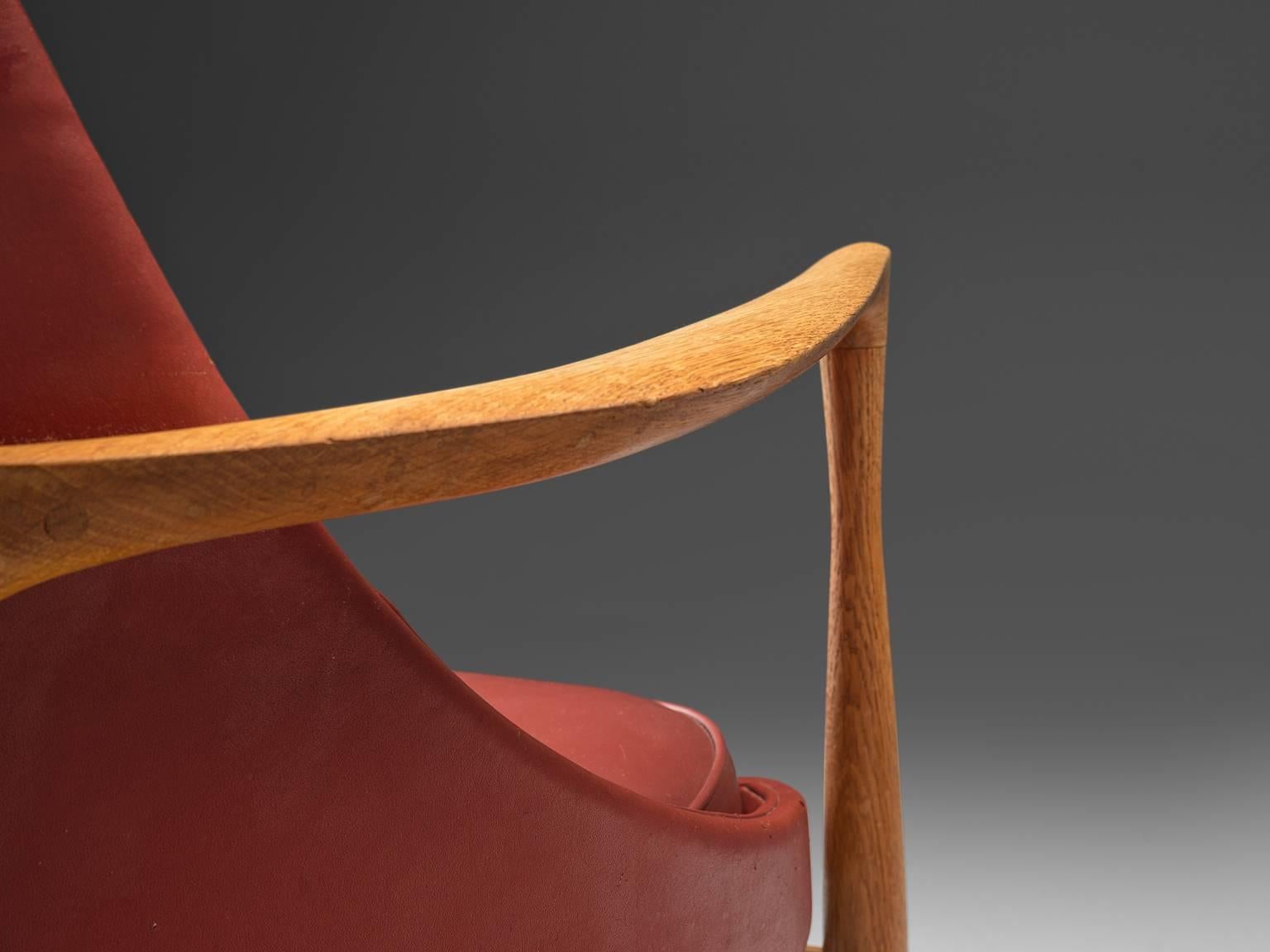 Mid-20th Century Ib Kofod-Larsen 'Elizabeth' Chairs in Red Leather and Oak