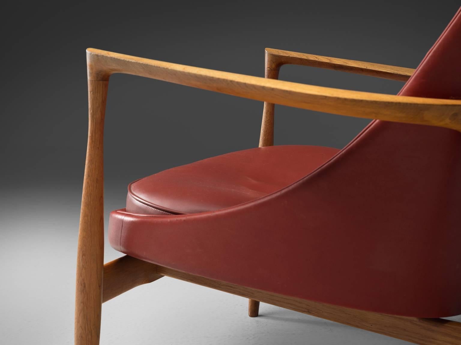 Ib Kofod-Larsen 'Elizabeth' Chairs in Red Leather and Oak 2