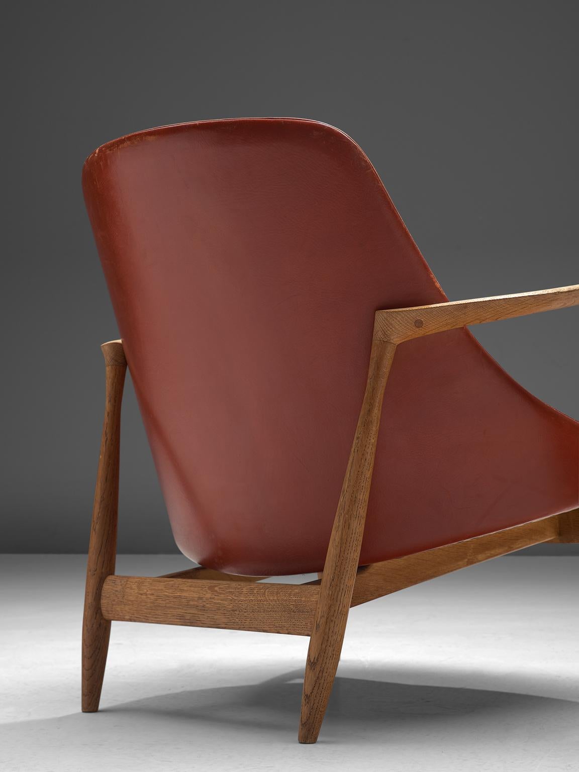 Ib Kofod-Larsen 'Elizabeth' Chairs with Ottoman in Original Aged Leather 3